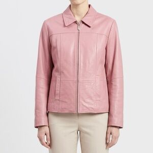 Y2K Boutique Of Leathers Pink Genuine Leather Zip Jacket Vintage Chic Streetwear